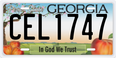 GA license plate CEL1747