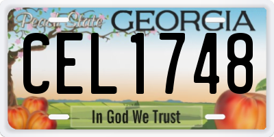 GA license plate CEL1748