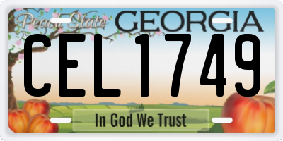 GA license plate CEL1749