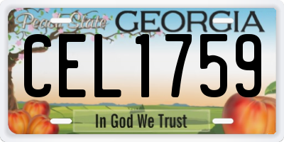 GA license plate CEL1759