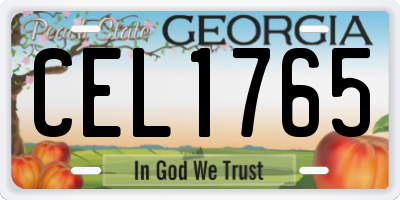 GA license plate CEL1765