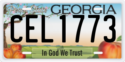 GA license plate CEL1773