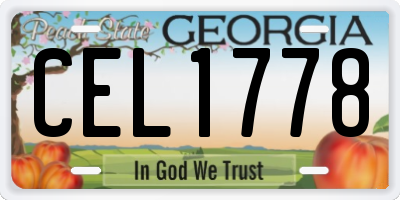 GA license plate CEL1778