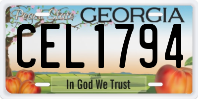 GA license plate CEL1794