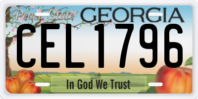 GA license plate CEL1796