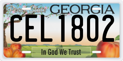 GA license plate CEL1802