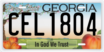GA license plate CEL1804