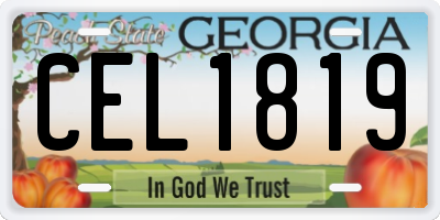 GA license plate CEL1819