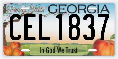 GA license plate CEL1837