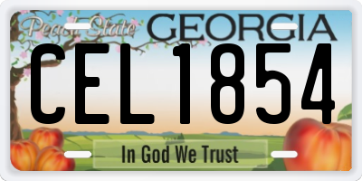 GA license plate CEL1854