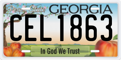 GA license plate CEL1863