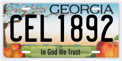 GA license plate CEL1892