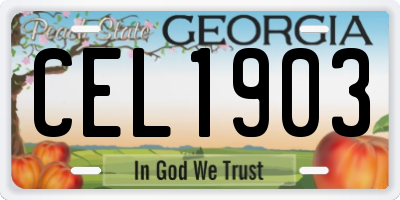 GA license plate CEL1903