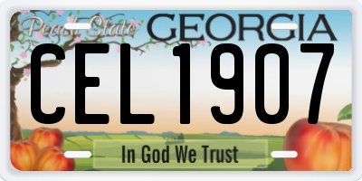 GA license plate CEL1907