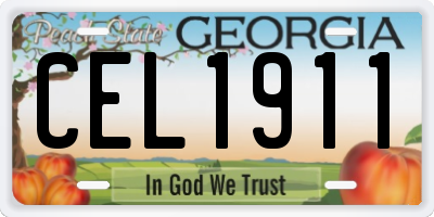 GA license plate CEL1911