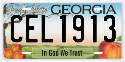 GA license plate CEL1913