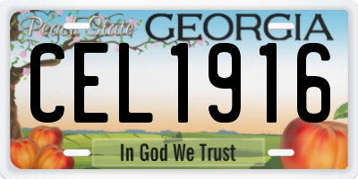 GA license plate CEL1916