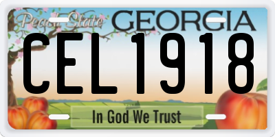 GA license plate CEL1918