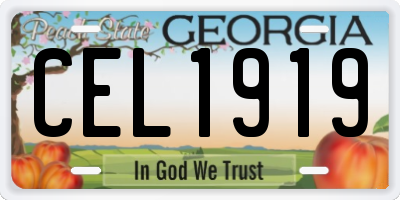 GA license plate CEL1919