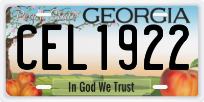 GA license plate CEL1922