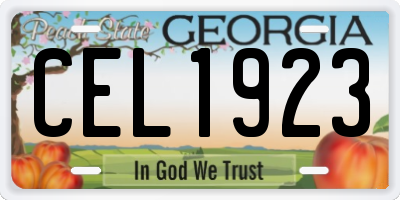 GA license plate CEL1923
