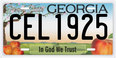 GA license plate CEL1925