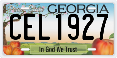 GA license plate CEL1927