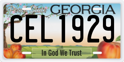 GA license plate CEL1929