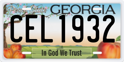 GA license plate CEL1932