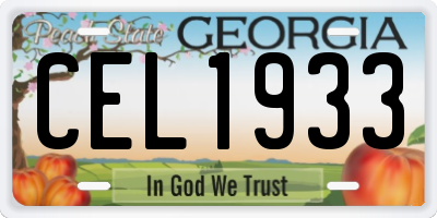 GA license plate CEL1933