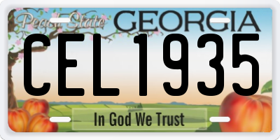 GA license plate CEL1935