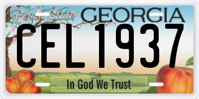 GA license plate CEL1937