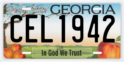 GA license plate CEL1942