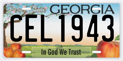 GA license plate CEL1943
