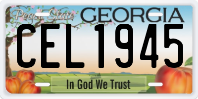 GA license plate CEL1945