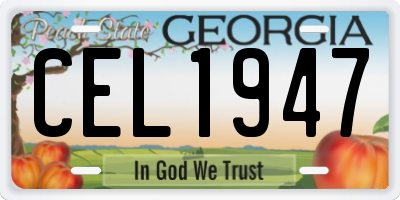 GA license plate CEL1947