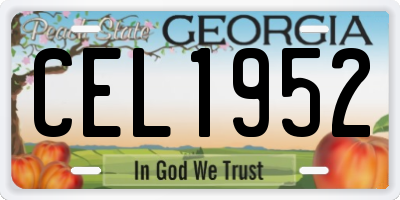 GA license plate CEL1952