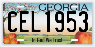 GA license plate CEL1953
