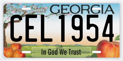 GA license plate CEL1954