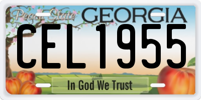 GA license plate CEL1955