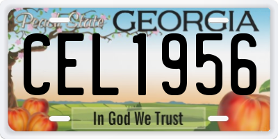 GA license plate CEL1956