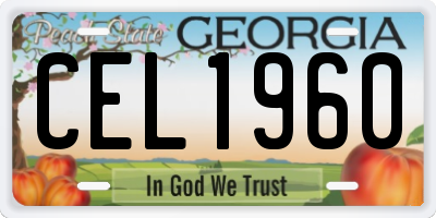 GA license plate CEL1960