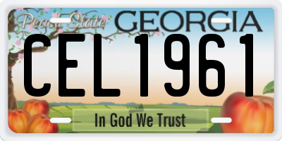 GA license plate CEL1961