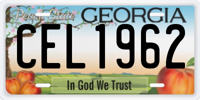GA license plate CEL1962
