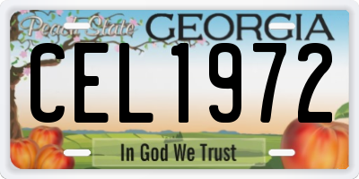 GA license plate CEL1972