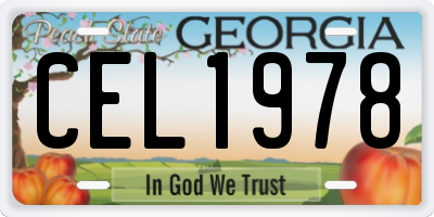 GA license plate CEL1978