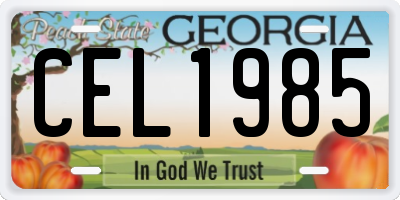 GA license plate CEL1985