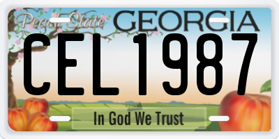 GA license plate CEL1987