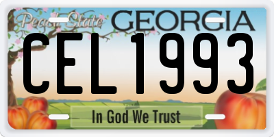 GA license plate CEL1993