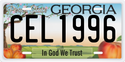 GA license plate CEL1996